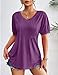 Zeagoo Plus Size Summer Tops for Women Casual Short Sleeve Tshirts 2026 Fashion Spring Tunics Business Dress Shirt Purple
