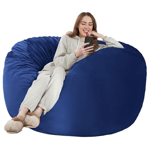 Kasunpul Pouf Sedia Pouf Sedie per Adulti Giganti con Rivestimento in Velluto Bean Bag Pouf Soffice per Soggiorno, Camera da Letto, Blu Marina, 90 x 90 x 49 cm