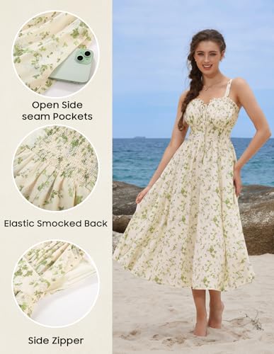 Image of Scarlet Darkness Summer Dresses for Women 2026 Floral Corset Dress Long Milkmaid Dress with Pocket