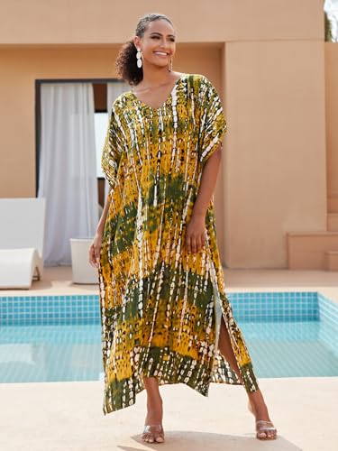 Image of Kaftan Dresses for Women Plus Size Bathing Suit Cover up Caftan Maxi Beach Dresses