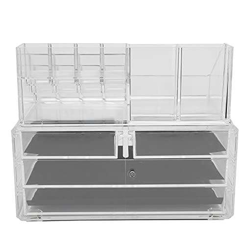 Caixa de armazenamento de cosméticos, mutifuctional transparente bonito prático seguro organizador p