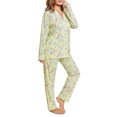 Image of Tugege Pajamas Set Long Sleeve Sleepwear Womens Button Down Nightwear Pj Sets