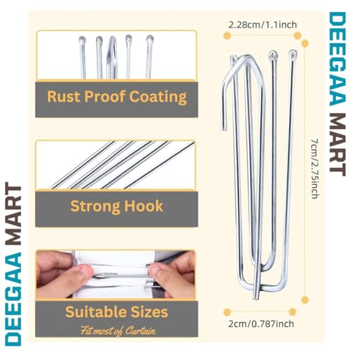 Image of Pleated Drapery Hook 40PCS, Pin 4 Prongs Pleat Clips Traverse Pleater 4 End Curtain Hangers for Window Door Bathroom Curtain