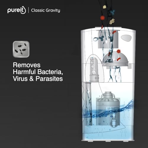 Image of Pureit Classic 23 L Gravity Based Water Purifier | Activated Carbon Filtration | No Electricity Required | Multi-Stage Purification: Uses programmed Germ Kill technology (White)