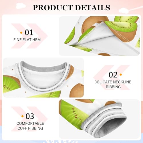 Sweet Kiwi Fruit Girls Dresses Long Sleeve Sweatshirt Dress for Girls Winter Toddler Casual A Line Dresses Size 2-8T3