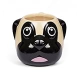 Must Have für Hundeliebhaber Thumbs Up Pug Mug-Mops Tasse, Keramik, braun/schwarz, 13 x 7 x 20.5 cm