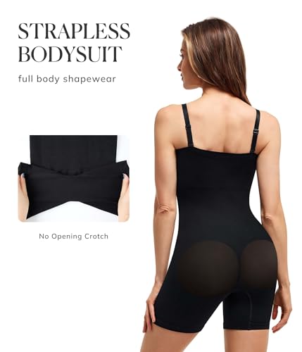 Strapless Shapewear Bodysuits for Women Tummy Control Body Suits Full Body Shaper with Removable Straps3