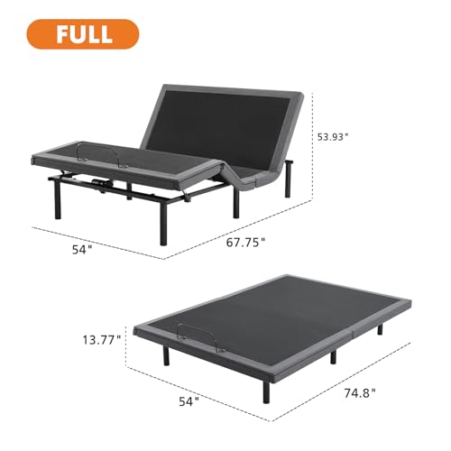 image for Sweetcrispy Full Adjustable Bed Frame, Ergonomic Electric Bed Base wit