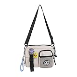 ユニ ナイロン クロスボディ バッグ 複数のポケット付き かわいい スモール メッセンジャー スリングショルダーバッグ 仕事用, ホワイト, 220x60x170mm