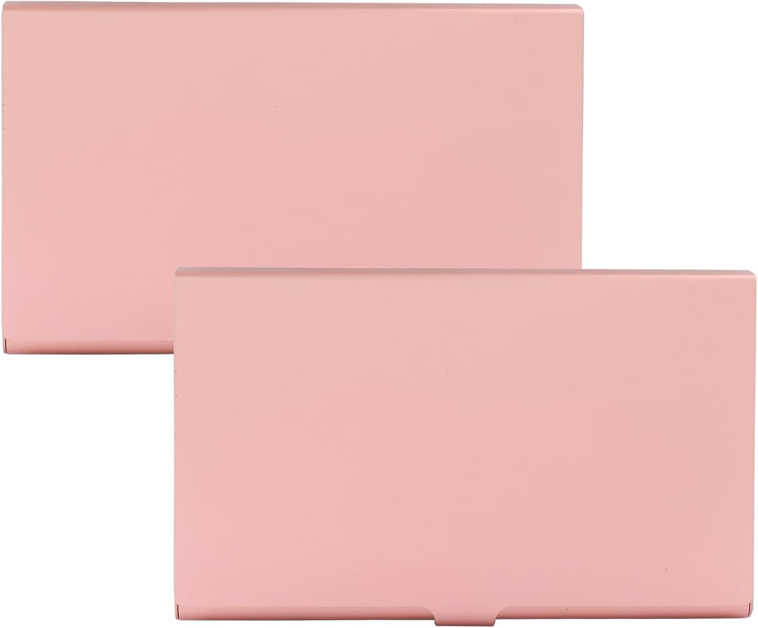 2 Pack Slim Business Card Case, Professional Pocket Metal Case with Buckle Closure, Card Holders for Men and Women, Rose Gold