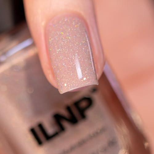 Image of ILNP Chleo - Blush Pink Holographic Nail Polish, Sheer Jelly Neutral Nail Polish, Soft Sparkle Shimmer, Non-Toxic Vegan, Non Gel