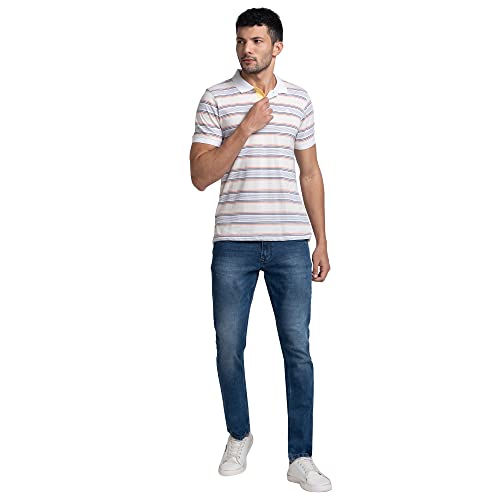 Image of Raymond Men Cotton Striped Regular Fit T-Shirt