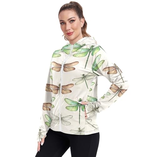 Sudadera de libélula beige para senderismo y playa con capucha UPF 50 2