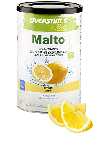 Overstim.s - Boisson Malto Bio (450g) - Recharge énergétique avant effort pour le sport - Amélioration de la résistance et de l'endurance - Saveur Citron Cover
