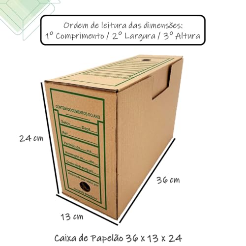 Kit 10 Caixas de Papelão Reciclado 36 x 13 x 24 Cm Arquivo Morto (1)
