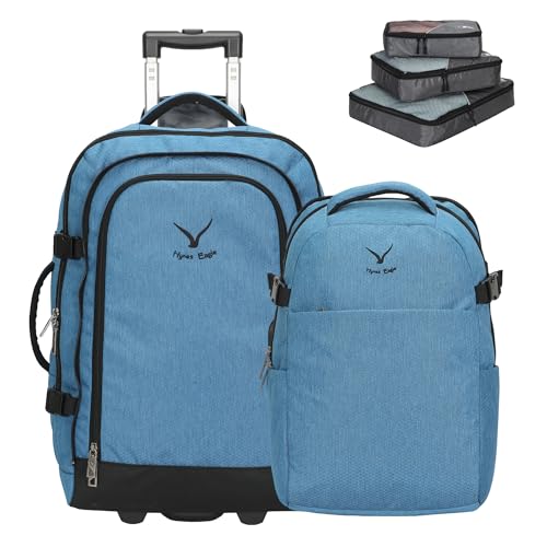 Image of Hynes Eagle 2 in 1 Travel Backpack 22 inches Carry on Luggage 63L Rolling Backpack for Men Women with Packing Cubes 3PCS Set