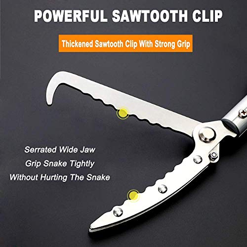 Image of Snake Tong Rattle Snake Reptile Catcher Grabber,with Wide Jaw and Comfortable Grip Handle, Handling Tool Equipped with Snake Hook and Bagging,More Professional (60 Inch(150cm))