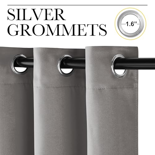 Image of NICETOWN Room Darkening Cafe Satin Curtains for Small Windows, 42 inch Wide by 84 inch Long, 2 Panels, Chrome Gray, Grommet Privacy Blackout Drapes for Play Room