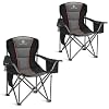 ALPHA CAMP Oversized Fully Padded Camping Chairs with Lumbar Support | Heavy duty 500 LBS, Steel Frame, Sturdy, Durable, Cooler Bag,600D Oxford fabric ,Cup holder,Carry Bag,Pocket, Easy to set up
