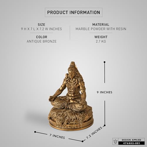 Image of SILAII Lord Shiva Meditation Statue - 9 INCH Mahadev Murti | Spiritual Home Decor Showpiece | Ideal for Meditation, Yoga & Prayer Room