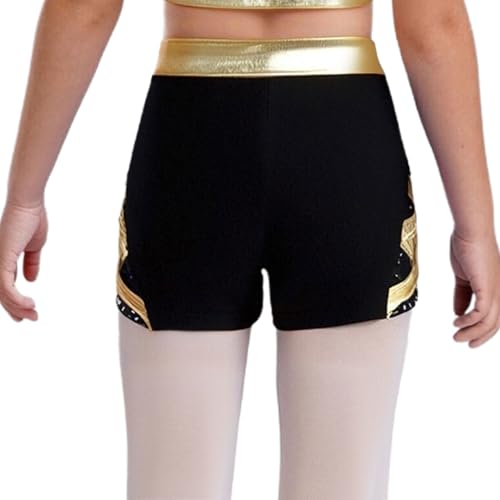 Jugaoge Girls Rhinestones Bowknot Dance Shorts High Waist Stretchy Gymnastics Yoga Booty Shorts Dancewear4