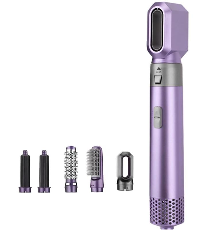 (15 Years Warranty) 5 In 1 Hot Air Styler Hair Dryer Comb Multifunctional Styling Tool For Curly Hair Machine For Straightening Curling Drying Combing Scalp Massage Styling For Women- Violet