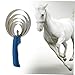 COLLBATH Stainless Steel Curry Comb with Ergonomic Grip and Reversible Spring for Horse Grooming Four-Ring Design Suitable for Daily Cleaning and Tough Mud Removal Random Color Random Color