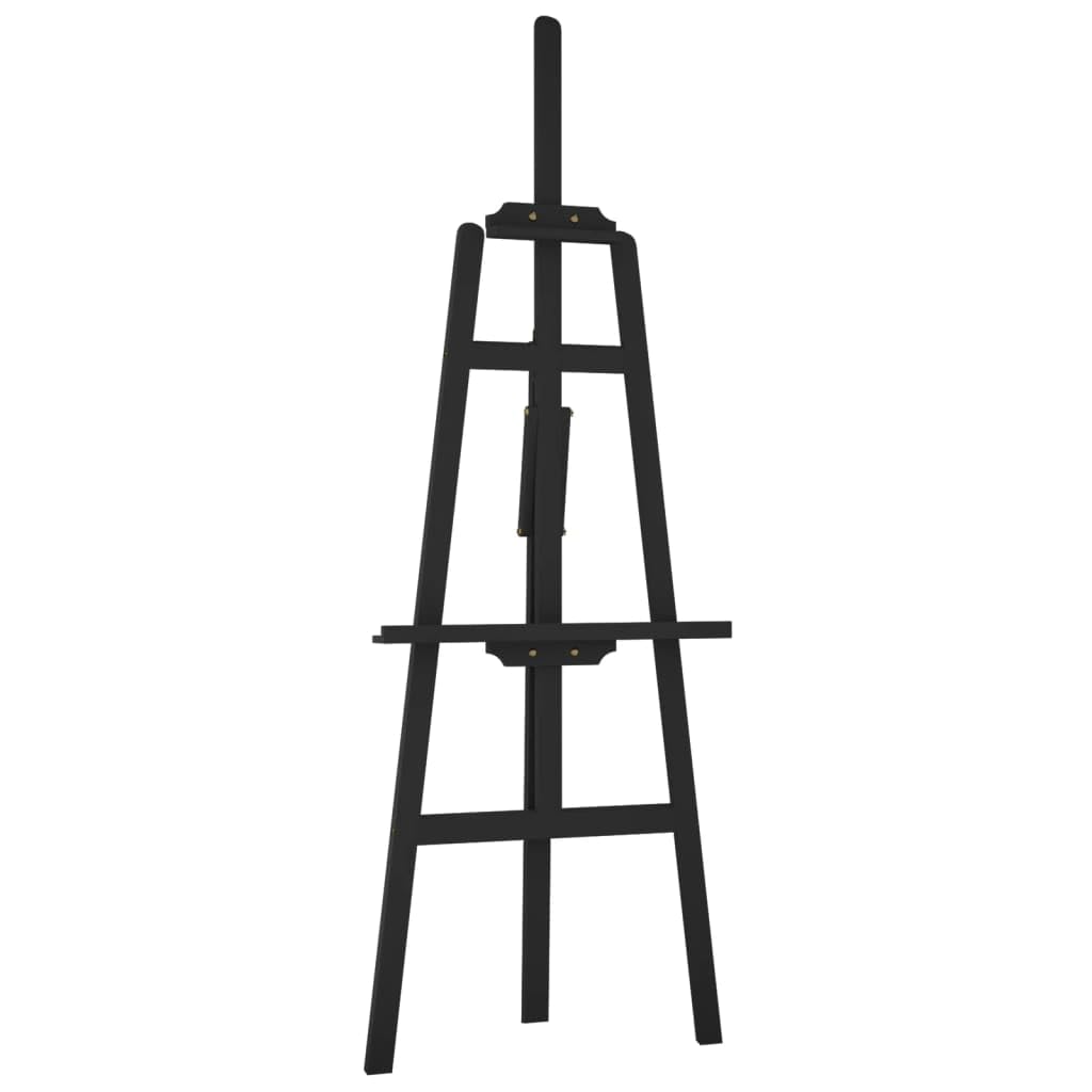 Caballete de madera maciza de pino, altura regulable hasta 107 cm, diseño triangular para lienzos, estable y plegable, color negro