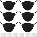 sanatty Cloth Face Masks for Men Women Washable Reusable Face Masks with Nose Wire and Filters 6 Pack (Cloth-Mask-6)