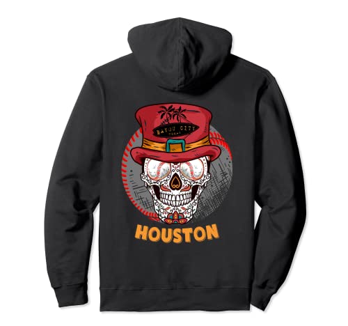 Houston, Texas Sugar Skull y Baseball Eyes Souvenir Sudadera con Capucha