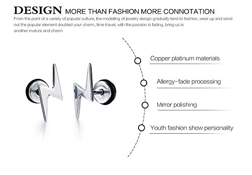 Fashion Earrings Titanium Steel Lightning Stud Earrings For Women/Men #TOP3