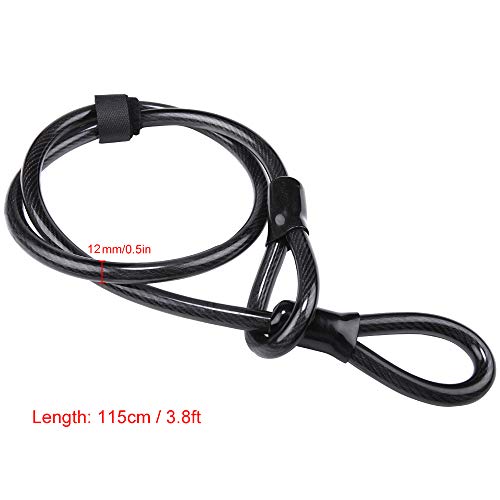 Bloqueio de cabo, Andoer Cabo de aço para bicicleta de 12 mm / 0,5 pol. Trava de cabo flexível de bi