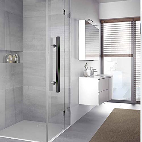 24 Inch Square Rectangle Shape Stainless Steel Pull Entrance Gate Long Handle Modern Commercial Interior Exterior Door T Bar Pull Push Two Side Glass Door Handle Matte Black Paint Finish #TOP6