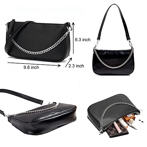 Crossbody Bag for Women Leather Chain Strap Side Shoulder Handbag With Coin Purse Pouch, 3 Removable Shoulder Straps4