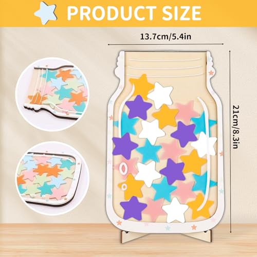 WEILONGB Belohnungsglas mit Sternen für Kinder, Belohnungstabelle für Kinder, Star Reward Jar, Belohnungsgläser für gutes Benehmen für Jungen und Mädchen (Sterne)