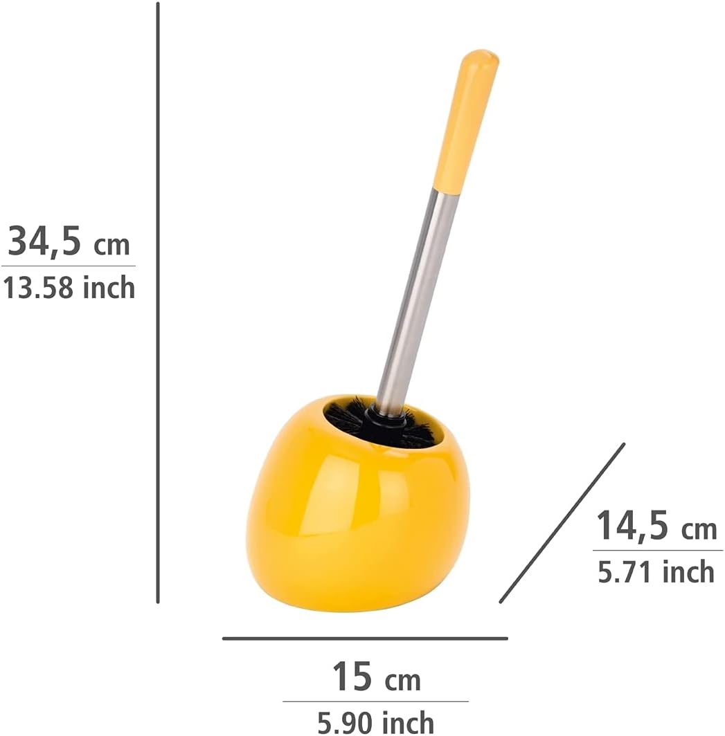 Wenko Polaris Yellow-Toilet Brush Holder, Ceramic, 15 x 14.5 x 34.5 cm