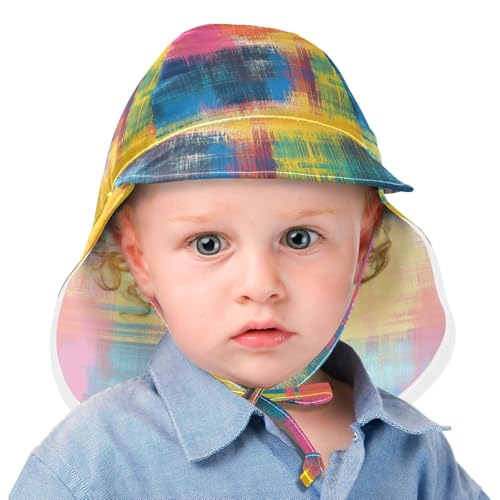 Toddler Baby Beach Hat Toddler Boy Beach Unique Baby Girls' UPF 50 Adjustable Travel Essentials Tie Dye Plaid Abstract Multicolor2