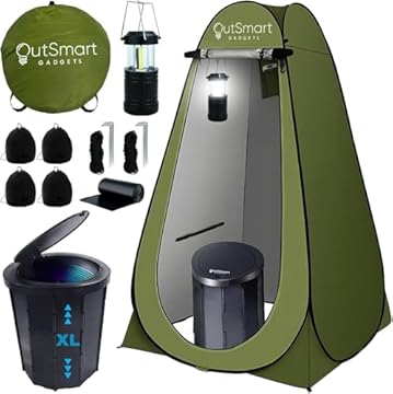 portable camping toilet with tent