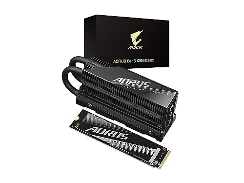 GIGABYTE AORUS Gen5 12000 SSD 1TB PCIe 5.0 NVMe M.2 �����\���b�h�X�e�[�g�n�[�h�h���C�u �ǂݎ�葬�x �ő�11700MB/�b�A�������ݑ��x�ő�9500MB/�b�AAG512K1TB�B