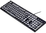 Mechanical Feel Typewriter Keyboard Retro Steampunk Keyboard 104 Keys Anti Ghosting Backlit Keyboard...
