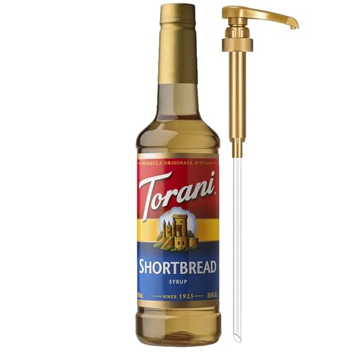 Image of Torani Coffee Syrup, Shortbread Flavored Syrup for Drinks, Pump Included, 25.4 Fl Oz