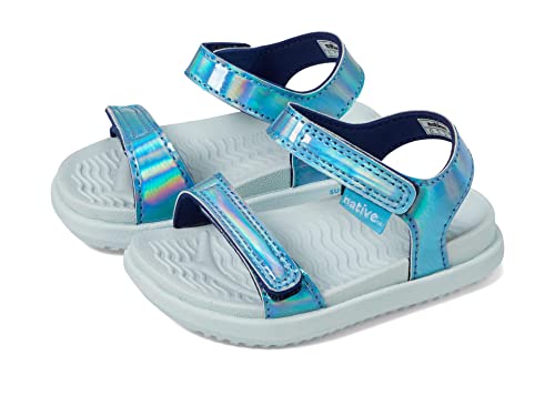 Native Shoes Kids Charley Sugarlite Hologram Flat Sandals for Little Kid - Hook-Loop Closure with EVA Footbed, and Open Toe Design
