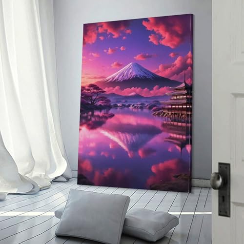 Décoration murale fleurs de cerisier toile 30x45 cm poster paysage chambre toilettes