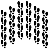 30 Pairs 60 Pcs Black Footprints 7 Inch Shoe Stickers Floor Stickers Decals Feet Distance Floor Wall Stairs for Class Instruction Sign Party Decor Guide