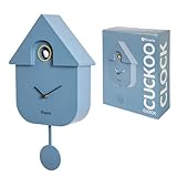 Fisura - Orologio cucù blu e bianco. Orologio moderno a pendolo. Orologio da parete originale da regalare. 3 batterie AA non incluse. Dimensioni: 21,5 x 8 x 41,5. Plastica ABS.