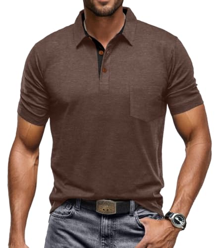 Image of Sailwind Men's Cotton Polo Shirts Short Sleeve Casual Summer Shirts Classic Collared Golf Shirt with Pocket