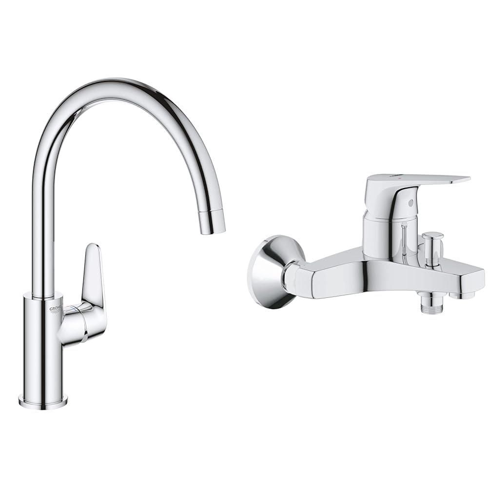 GROHE Mitigeur monocommande évier cuisine Start Curve et robinet bain douche mural
