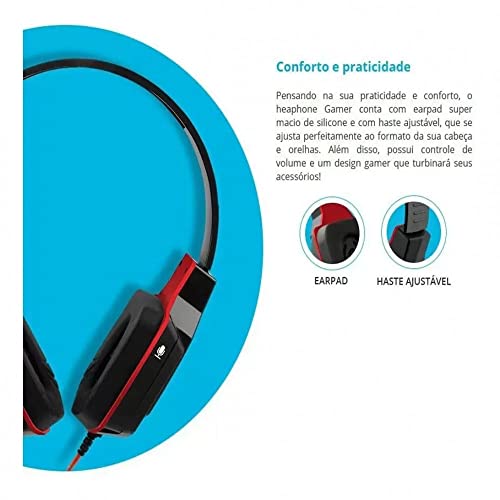 Headset Gamer P2 Preto/Vermelho Multilaser - PH073