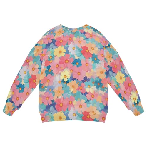 JUNZAN Beautiful Flowers Big Girls Sweatshirts Hoodies Crewneck Sweatshirts for Boys Athletic 4T2
