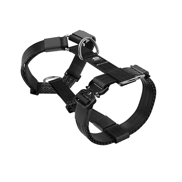 Bullyion ® Original Equipment Trinity Harness for Strong Pulling Dogs with Softcell Padding, Lockforce Buckles, 3 Lead Attachment Points, Dog Trainer's Choice, For All Breeds Carbon Black (SIZE B)